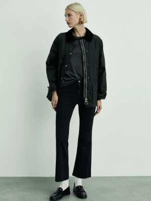 MANGO - Dżinsy Sienna flare crop black denim - - Kobieta