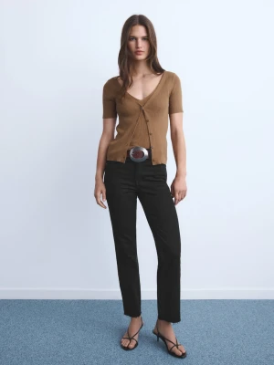 MANGO - Dżinsy Sienna flare crop black denim - - Kobieta