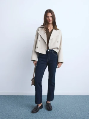 MANGO - Dżinsy Sienna flare crop ciemnoniebieski - - Kobieta