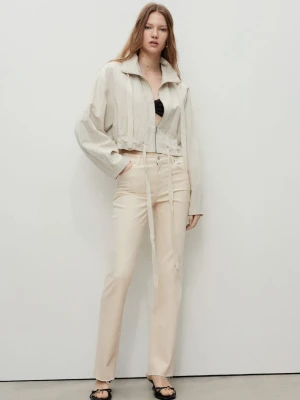 MANGO - Dżinsy Sienna flare crop kremowy / écru - - Kobieta