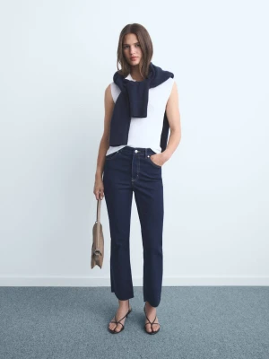 MANGO - Dżinsy Sienna flare crop niebieski - - Kobieta