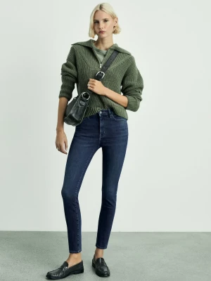 MANGO - Dżinsy skinny z wysokim stanem ciemnoniebieski - - Kobieta