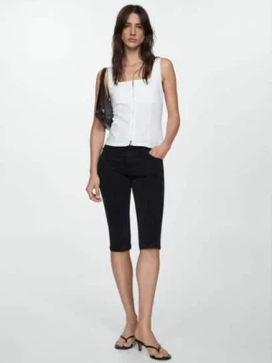 MANGO - Dżinsy slim capri z dekoracyjnymi szwami black denim - - Kobieta