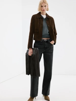 Dżinsy z prostymi nogawkami i niskim stanem black denim - Kobieta - - MANGO