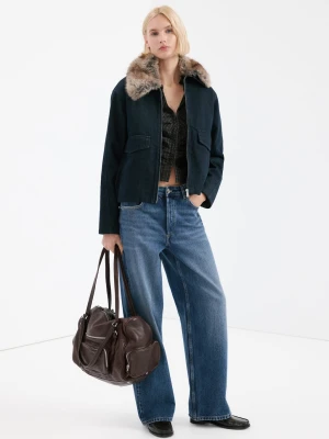 MANGO - Dżinsy z prostymi nogawkami i niskim stanem ciemnoniebieski - - Kobieta