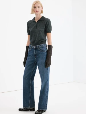 MANGO - Dżinsy z prostymi nogawkami i niskim stanem ciemnoniebieski - - Kobieta
