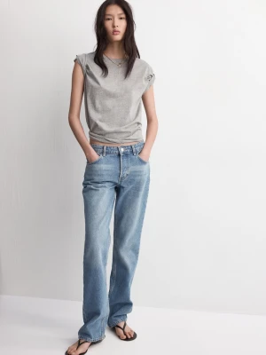 Dżinsy z prostymi nogawkami i niskim stanem średni niebieski - Kobieta - - MANGO
