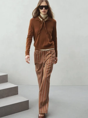 MANGO - Dżinsy z prostymi nogawkami w paski średni brązowy - - Kobieta