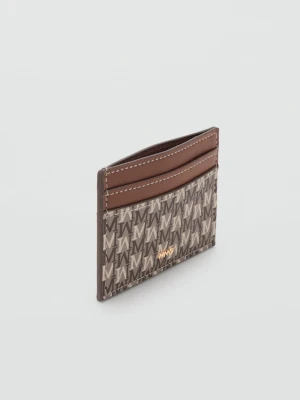 MANGO - Etui na karty z nadrukiem logo średni brązowy - Rozmiar uniwersalny - Kobieta