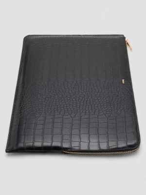 MANGO - Etui na laptopa z teksturą skóry krokodyla czarny - Rozmiar uniwersalny - Kobieta