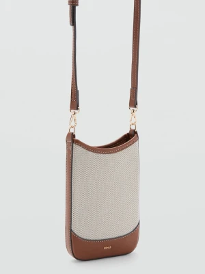 Etui na telefon na pasku z płótna z kontrastowym wykończeniem beżowy - Kobieta - Rozmiar uniwersalny - MANGO