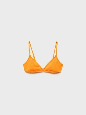 MANGO - Góra od bikini w żakardowe kwiaty pastelowy żółty - - Kobieta