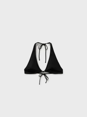 MANGO - Góra od bikini z dekoltem halter i sprzączką czarny - - Kobieta