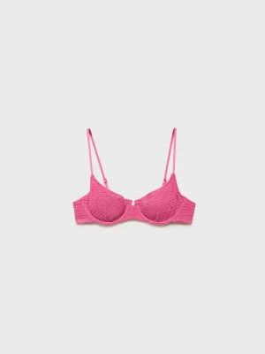 MANGO - Góra od bikini z fiszbinami i teksturą różowy - - Kobieta