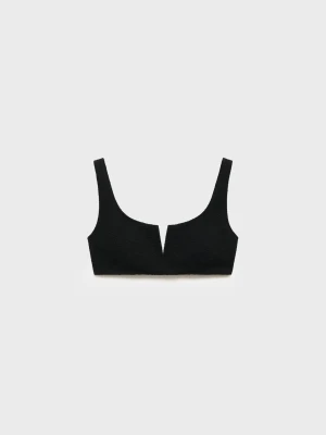 MANGO - Góra od bikini z teksturą frotte czarny - - Kobieta