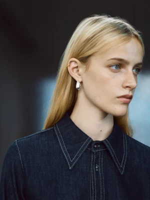 MANGO - Grube kolczyki koła srebrny - Rozmiar uniwersalny - Kobieta