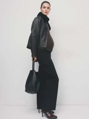 MANGO - Jeans ciążowe wide leg black denim - - Kobieta