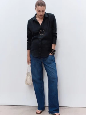 MANGO - Jeans ciążowe wide leg ciemnoniebieski - - Kobieta