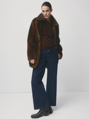 MANGO - Jeans ciążowe wide leg niebieski - - Kobieta