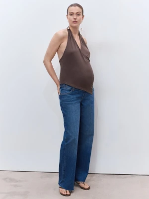 MANGO - Jeans ciążowe wide leg średni niebieski - - Kobieta