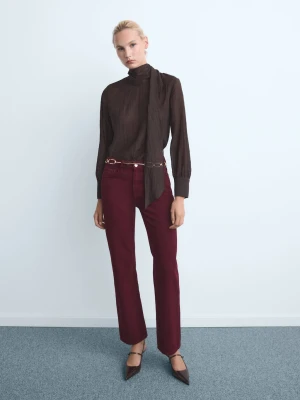 MANGO - Jeans Matilda z wysokim stanem o prostym kroju winny - - Kobieta