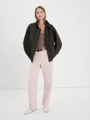 MANGO - Jeansy barrel z wysokim stanem różowy - - Kobieta