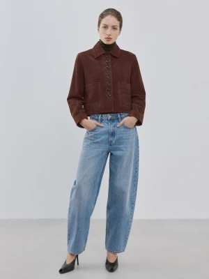 Jeansy barrel z wysokim stanem średni niebieski - Kobieta - - MANGO