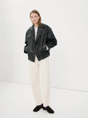 MANGO - Jeansy barrel z wysokim stanem złamana biel - - Kobieta