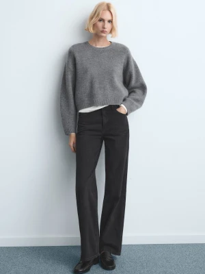 MANGO - Jeansy Danila wide leg z wysokim stanem black denim - - Kobieta