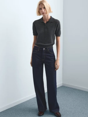 Jeansy Danila wide leg z wysokim stanem niebieski - Kobieta - - MANGO