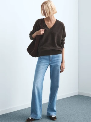 Jeansy Danila wide leg z wysokim stanem średni niebieski - Kobieta - - MANGO