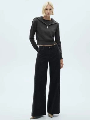 MANGO - Jeansy efekt wężowej skóry black denim - - Kobieta