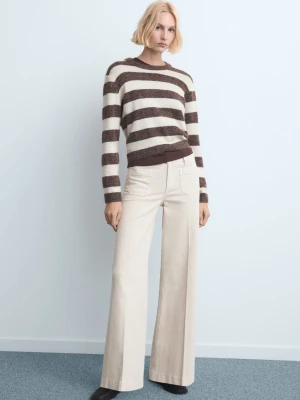 Jeansy wide leg z kieszeniami piaskowy - Kobieta - - MANGO