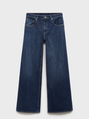 MANGO - Jeansy wide leg z niskim stanem ciemnoniebieski - - Kobieta