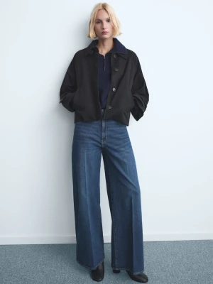 Jeansy wide leg z wysokim stanem ciemnoniebieski - Kobieta - - MANGO