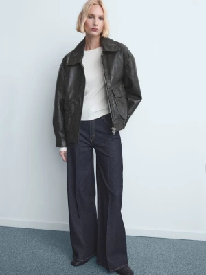 Jeansy wide leg z wysokim stanem niebieski - Kobieta - - MANGO