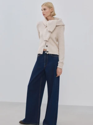 Jeansy wide leg ze średnim stanem niebieski - Kobieta - - MANGO