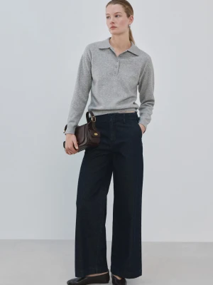 Jeansy wide leg ze średnim stanem niebieski - Kobieta - - MANGO