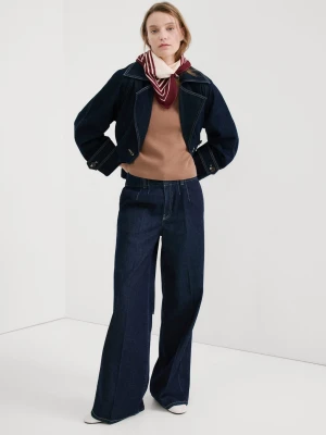 Jeansy wide leg ze średnim stanem niebieski - Kobieta - - MANGO