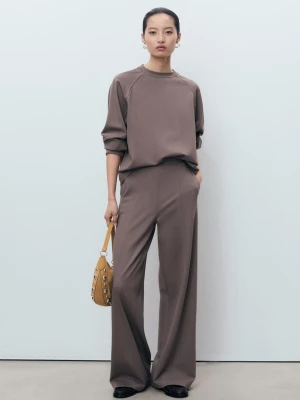 MANGO - Joggery z elastycznym pasem średni brązowy - - Kobieta