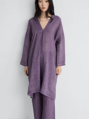 MANGO - Kaftan z ramii w stylu overdyed śliwkowy - - Kobieta