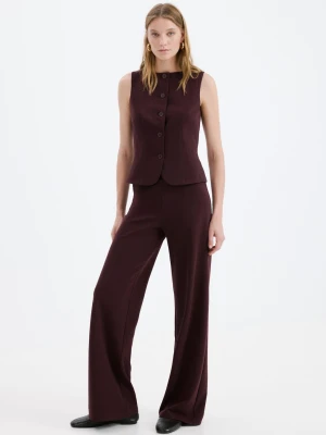 MANGO - Kamizelka garniturowa na guziki burgund - - Kobieta