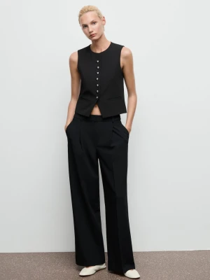 MANGO - Kamizelka garniturowa na guziki czarny - - Kobieta