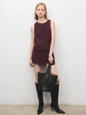 MANGO - Kamizelka garniturowa na guziki kasztanowy - - Kobieta