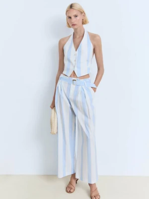 MANGO - Kamizelka halter w paski błękitny - - Kobieta