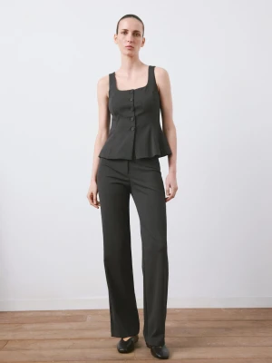 MANGO - Kamizelka z baskinką i guzikami szary - - Kobieta