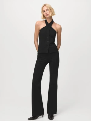 MANGO - Kamizelka z dekoltem halter na guziki czarny - - Kobieta