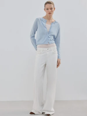 MANGO - Kardigan z cienkiej dzianiny o prostym kroju winny - - Kobieta