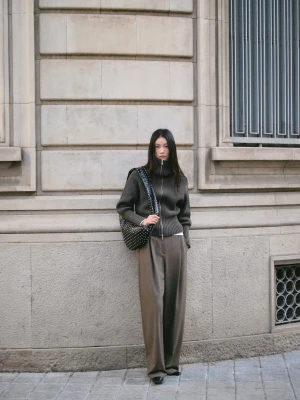 MANGO - Kardigan z dzianiny z kołnierzem kominowym antracytowy - - Kobieta