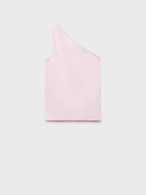 MANGO KIDS - Asymetryczny top z prążkowanego materiału różowy - lata - Dzieci